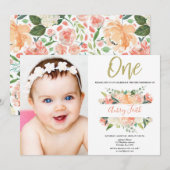 Invitation photo florale de ?ères d'anniversaire de fille de (Devant / Derrière)