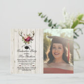 Invitation Photo florale de mâle d'andouillers de fête de (Debout devant)