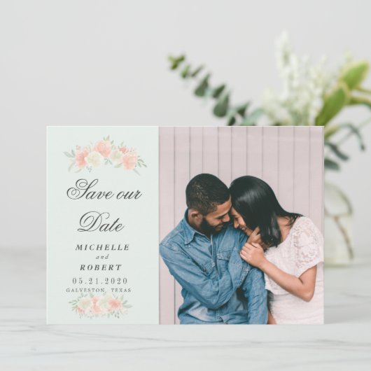 Invitation Photo florale de printemps clair Enregistrer la da (Debout devant)