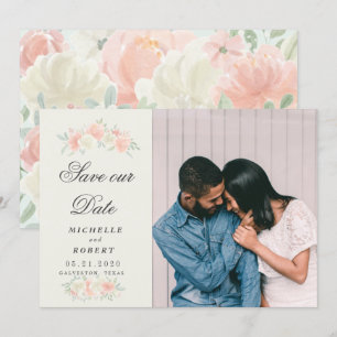 Invitation Photo florale de printemps clair Enregistrer la da