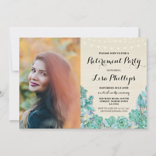 Invitation Photo florale de Succulents de menthe de partie de (Devant)