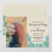 Invitation Photo florale de Succulents de menthe de partie de (Devant / Derrière)