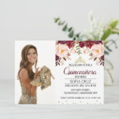 Invitation Photo florale du Maron moderne Quinceañera (Debout devant)
