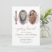 Invitation Photo florale du printemps 100e anniversaire (Debout devant)