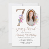 Invitation Photo florale du printemps 70e anniversaire (Devant)