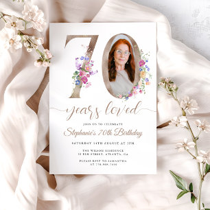 Invitation Photo florale du printemps 70e anniversaire