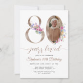 Invitation Photo florale du printemps 80e anniversaire (Devant)