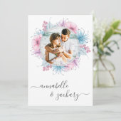 Invitation *~* PHOTO Florale en couple RSVP + QR AR6 Mariage  (Debout devant)