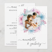 Invitation *~* PHOTO Florale en couple RSVP + QR AR6 Mariage  (Devant / Derrière)