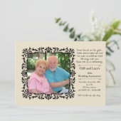 Invitation photo florale formelle vintage (Debout devant)