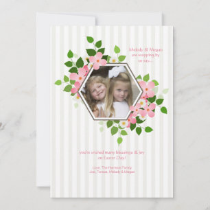 Invitation photo florale Hexagon