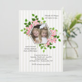 Invitation photo florale hexagonale (Debout devant)