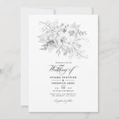 Invitation Photo Florale Mariage blanche (Devant)