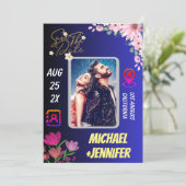 Invitation Photo florale moderne QR Code Mariage Enregistrer (Debout devant)