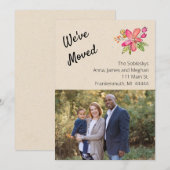 Invitation Photo Florale Nous Avons Déménagé (Devant / Derrière)