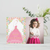 Invitation Photo Florale Parties scintillant rose princesse A (Debout devant)