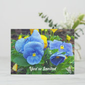 Invitation Photo florale Pretty Blue and Yellow Pansy Anniver (Debout devant)