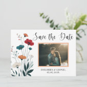 Invitation Photo florale romantique Sauvez la date (Debout devant)