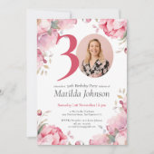 Invitation Photo florale rose sur mesure 30e anniversaire (Devant)