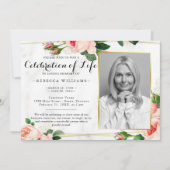 Invitation Photo florale Rosy Blush moderne Célébration de la (Devant)