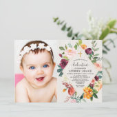 Invitation Photo florale rustique de dévouement d'aquarelle (Debout devant)