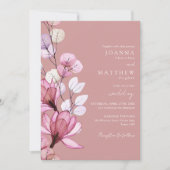 Invitation Photo florale transparente Dusty Rose Mariage (Devant)