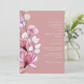 Invitation Photo florale transparente Dusty Rose Mariage (Debout devant)