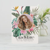 Invitation Photo florale tropicale Annonce de graduation (Debout devant)