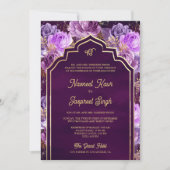 Invitation Photo Florale violette Anand Karaj Sikh Mariage (Devant)