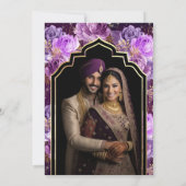 Invitation Photo Florale violette Anand Karaj Sikh Mariage (Dos)