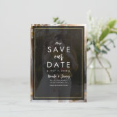 Invitation Photo foncée Gold Tint Overlay Moderne Enregistrer (Debout devant)