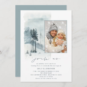 Invitation Photo Forêt de neige Rejoignez-nous QR Mariage du 