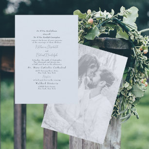 Invitation Photo Formel Bleu Poussiéreux Deux Parents Mariage