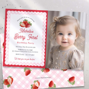 Invitation Photo framé de rose sucrée-framboise rose à carrea