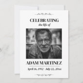 Invitation Photo Funéraire Célébration De La Vie (Devant)