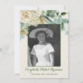 Invitation Photo funéraire Élégant Rose Floral Green Foliage (Dos)