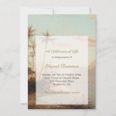 Invitation Photo funéraire Élégante île tropicale Palmiers (Devant)