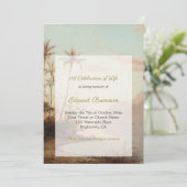 Invitation Photo funéraire Élégante île tropicale Palmiers (Debout devant)