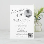 Invitation Photo funéraire minimaliste moderne Code QR (Debout devant)