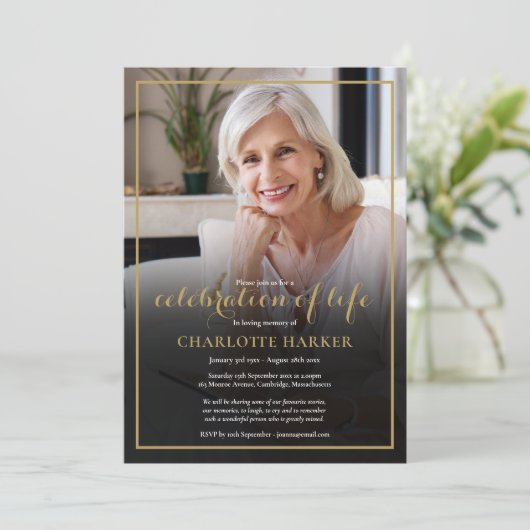 Invitation Photo funéraire moderne Collage Célébration de la  (Debout devant)