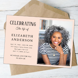 Invitation Photo funéraire moderne Minimaliste Script simple