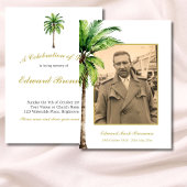 Invitation Photo funéraire Palm Tree Elégant aquarelle Foliin