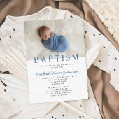 Invitation Photo Garçon Élégant moderne Baptême