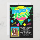 Invitation Photo Géométrique 1980s Retro 80s Anniversaire (Devant)