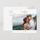 Invitation Photo géométrique Carré moderne Gris 2 Mariage (Devant / Derrière)