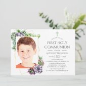 Invitation Photo Géométrique Succulente Première Communion Sa (Debout devant)