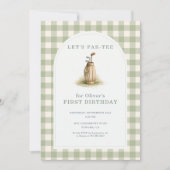 Invitation photo Gingham pour un joyeux premier an (Devant)
