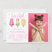 Invitation Photo Girl Summer Let's Chill Popsicle Anniversair (Devant)