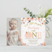 Invitation Photo Girls Rustic Fall Citrouille 1er anniversair (Debout devant)