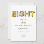 Invitation photo Gold Balloon Huitième anniversair (Devant)